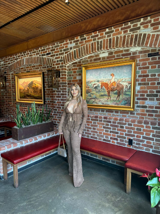 Toffee Lace Brown Mesh Set