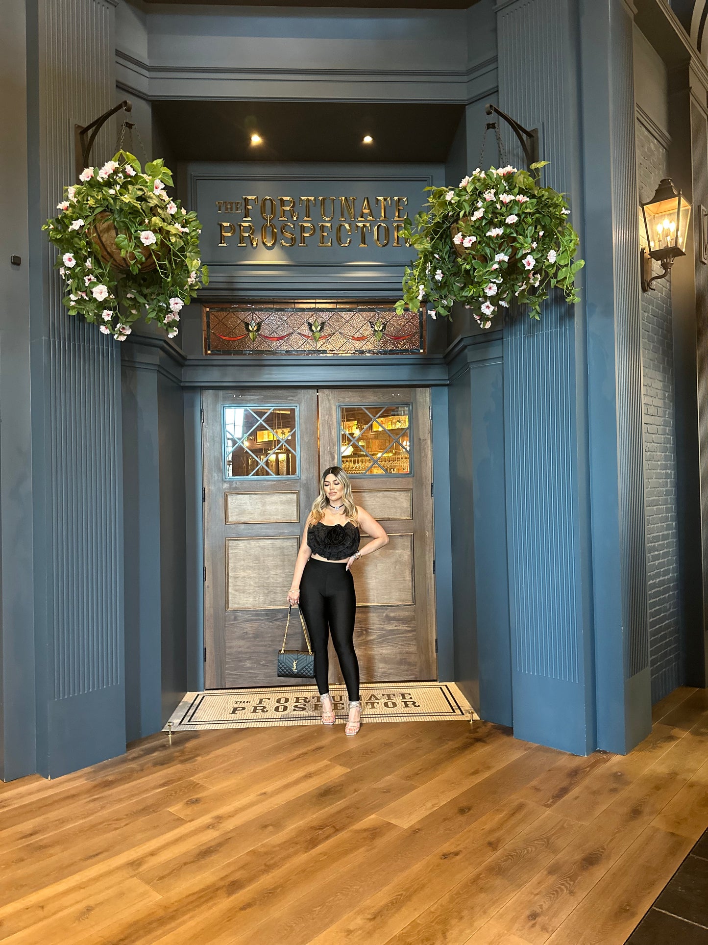 Black Flower Strapless Top