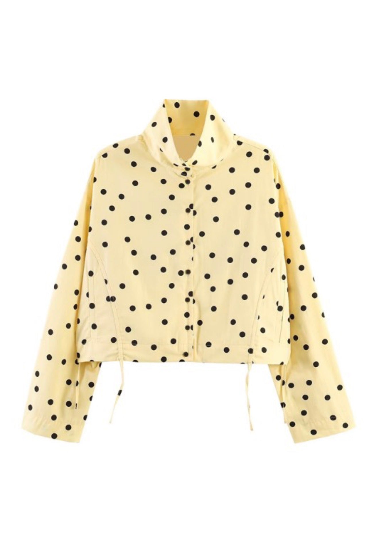 Polka Dot High Collar Cropped Jacket