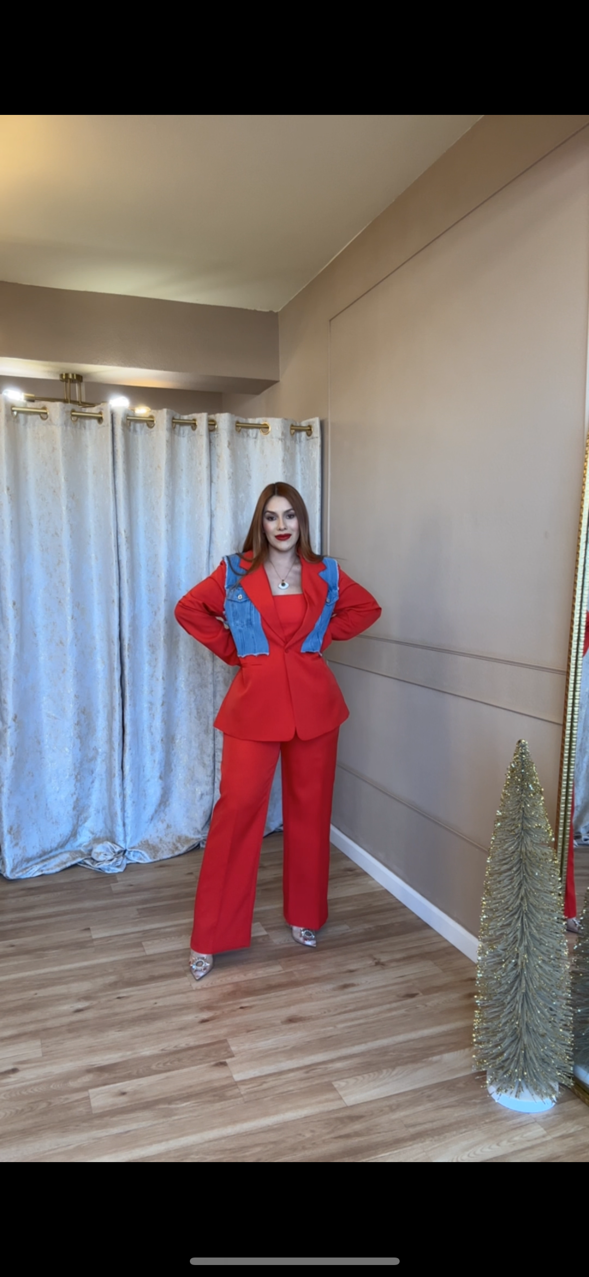 Sisters Denim Red Set