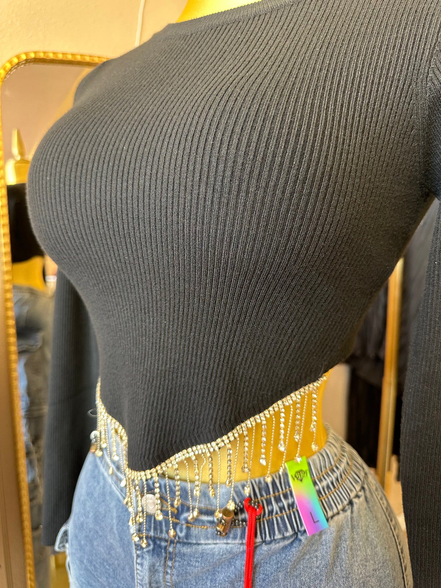 Rhinestones Black Top