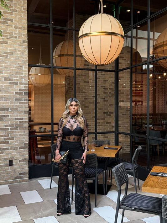 Aranza Black Lace Flare Pants